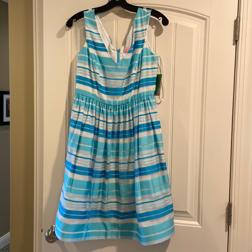 Lilly Pulitzer Turquoise Kiera striped dress.
